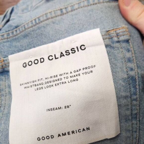 NWT Good American Good Classic jeans Indigo 046 wash distressed sz 6/28 - Picture 6 of 7